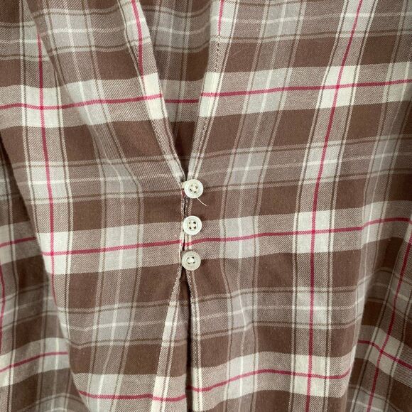 Aéropostale Plaid Button Down Shirt Brown Pink Flannel Top Women’s XL 100% Cotto - Picture 7 of 13